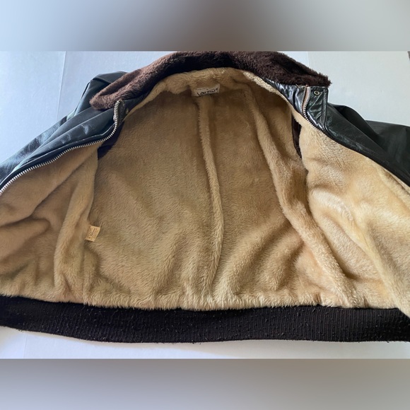 Vtg Van Cort Brown 4 Pockets Faux Fur Collar Leather Jacket Adult Size 40 - Picture 14 of 16